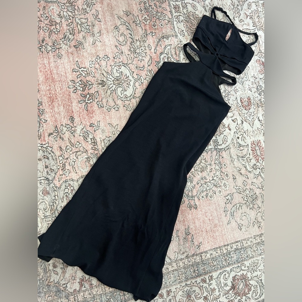 PatBo Black Asterisk Cutout Stretch-Knit Maxi Dress Size 2 / XS - Picture 5 of 9